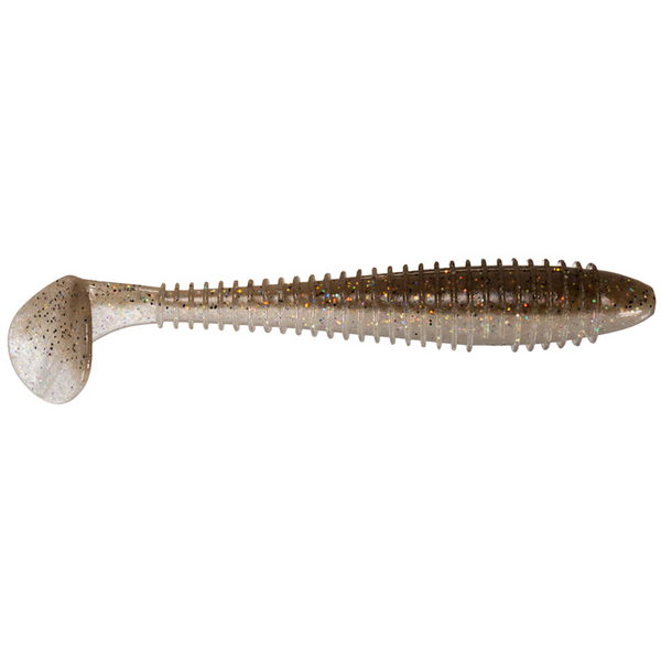 Fishing lure with a ribbed body on a white background