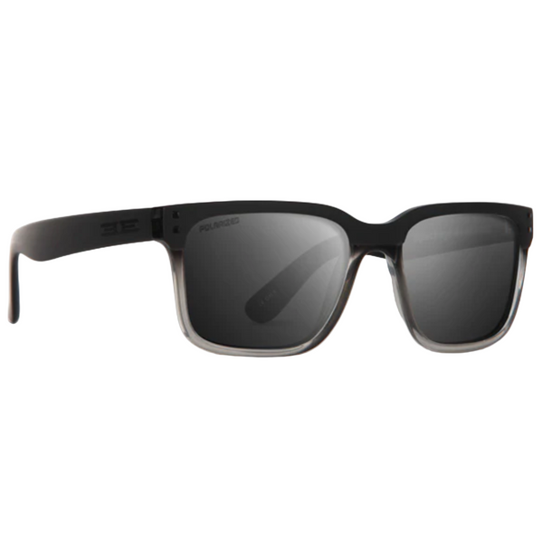 Black sunglasses with dark lenses on a white background