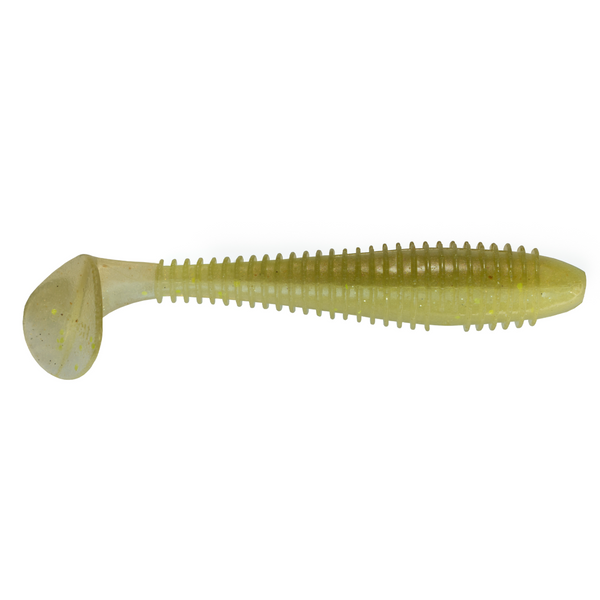 Fishing lure with a ribbed body on a white background