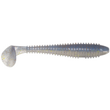 Silicone fishing lure with ribbed body on a white background