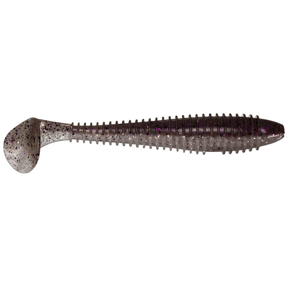 Fishing lure with a ribbed body on a white background