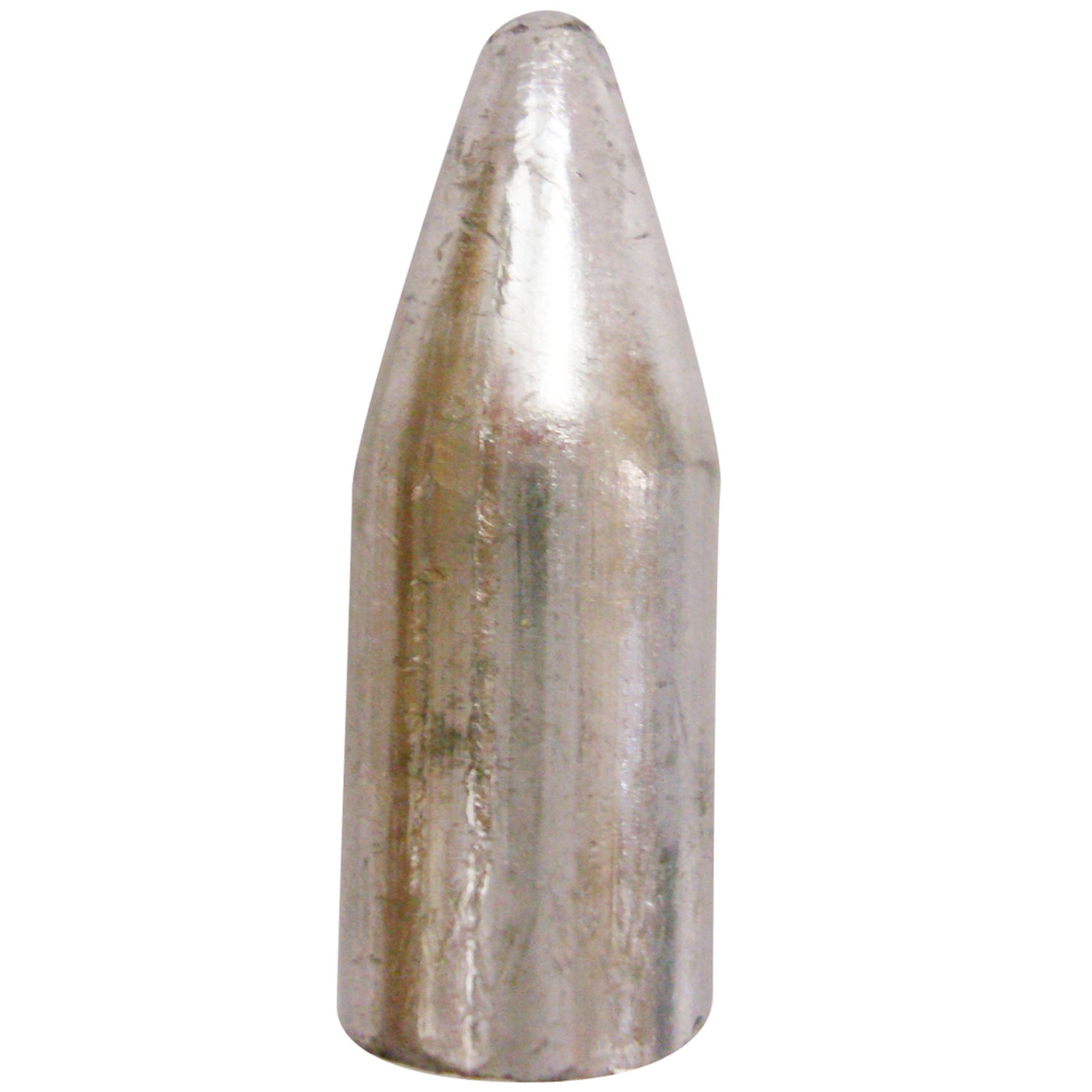 Silver bullet weight on a white background