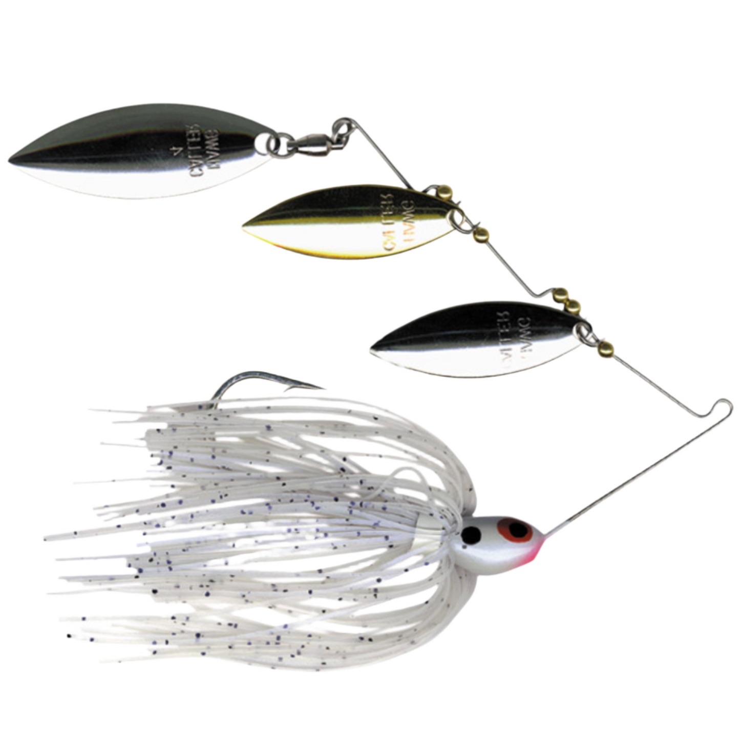 Fishing lure with three blades on a white background