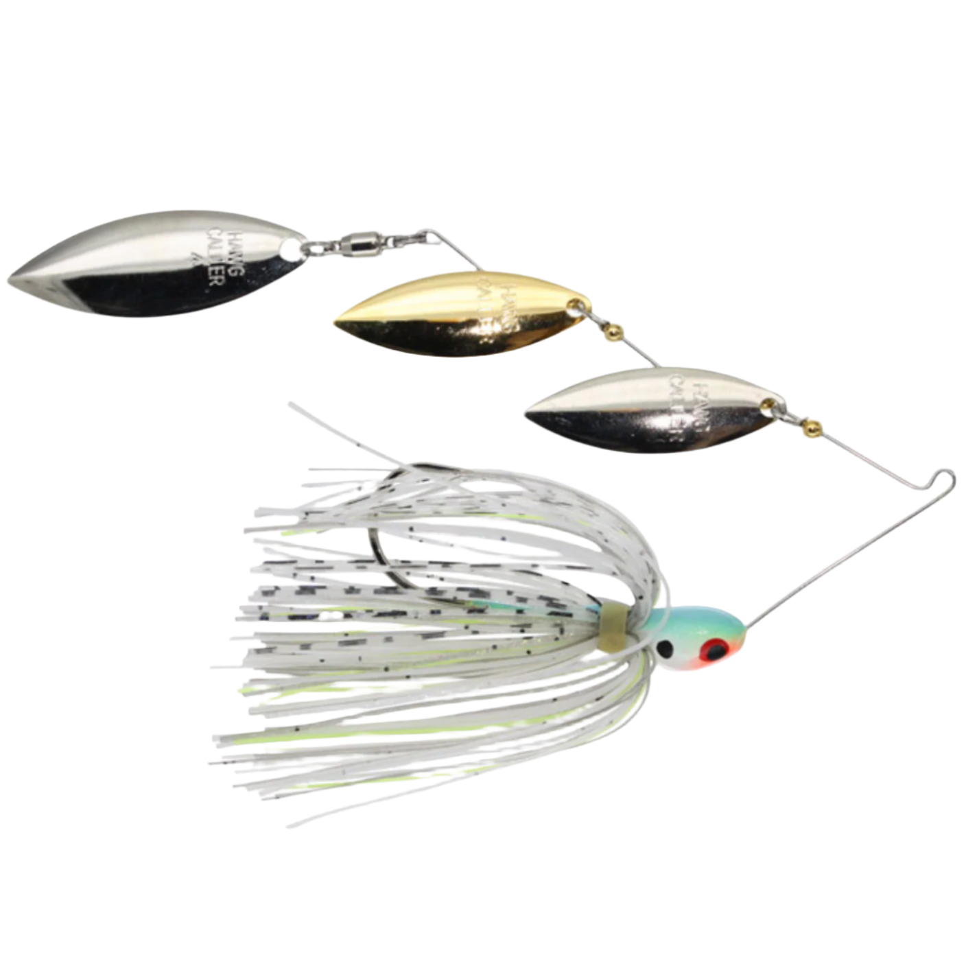 Fishing lure with three blades on a white background