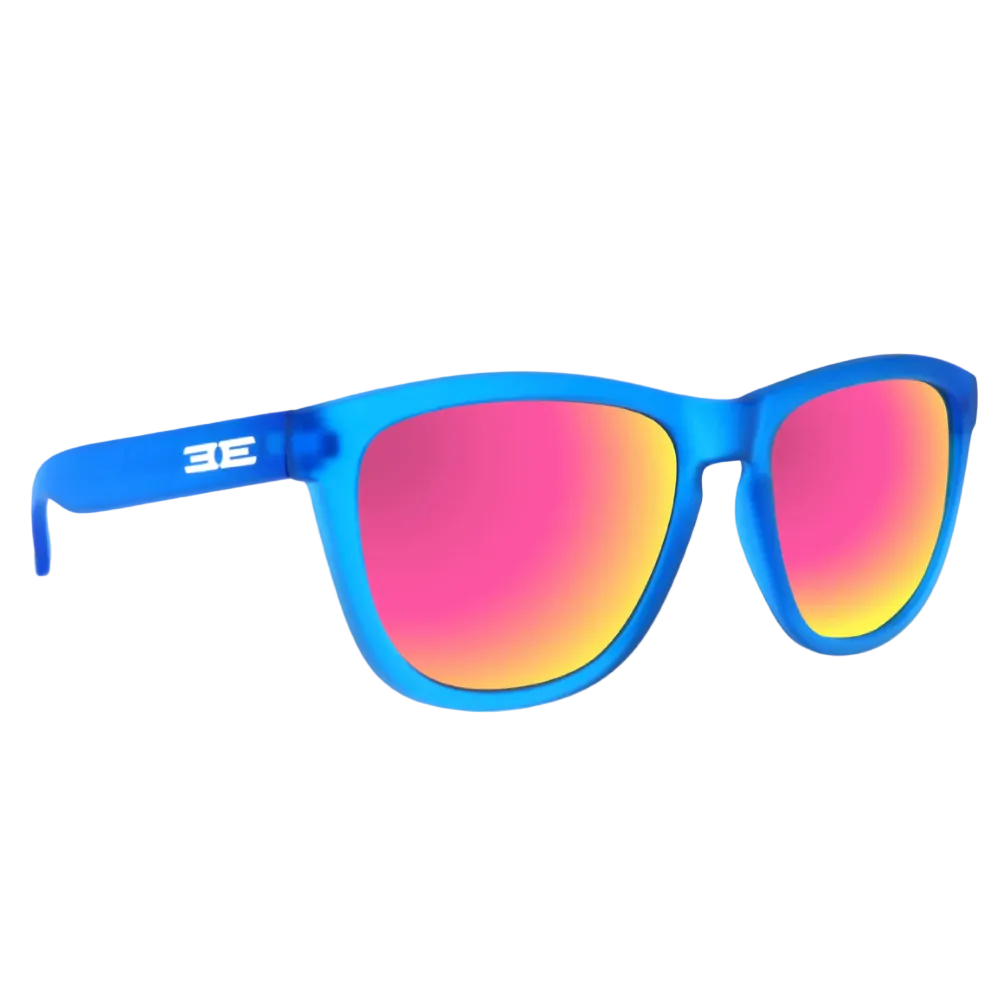 Epoch Eyewear - Vibe Sensation - Soft Touch Neon Blue Polarized Pink Rainbow Mirror