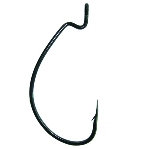 Black wide gap fishing hook on a white background